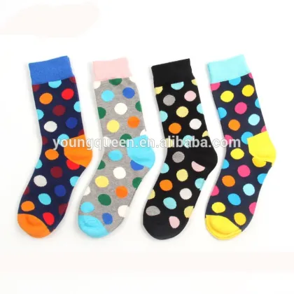 HW225 Happy socks Tide brand wave point circle full cotton couple socks