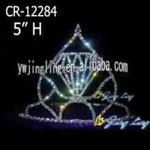 Rhinestone Custom Diamond Shape Pageant Crowns 5 Inch