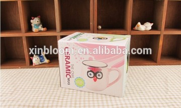 new style colour painted cartoon owl glazed ceramic mug/cup, breakfast/milk cup