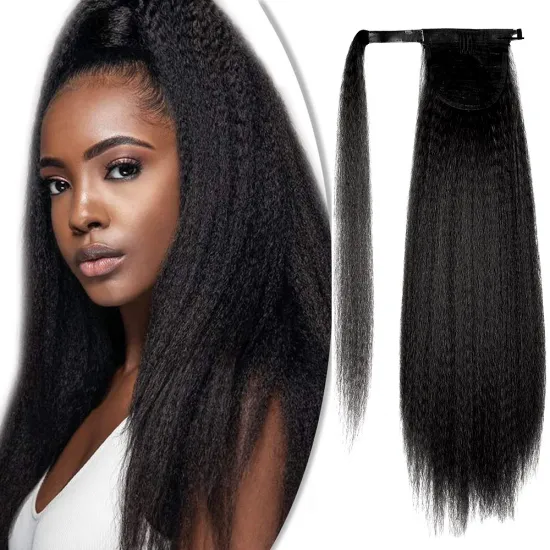 AliLeader Cheap Afro Kinky Natural Black Ponytail Wrap Around Hairpiece Heat Resistant Synthetic Ponytail For Black Women