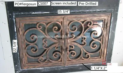 Iron Fireplace Door Made in Tempered Glass