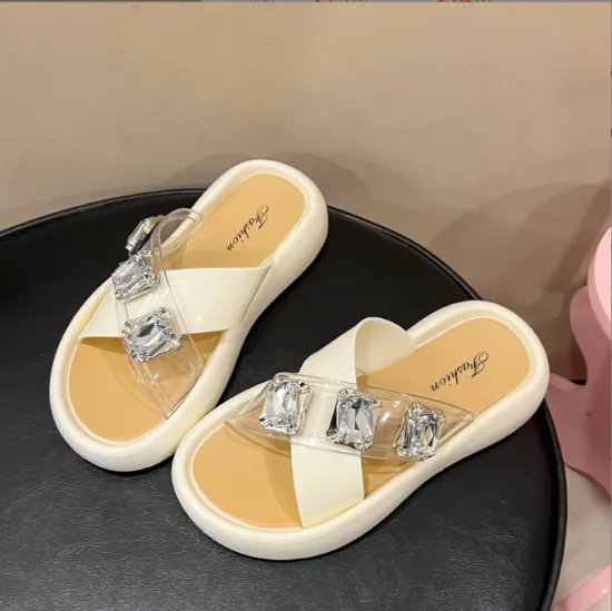 New Diamond Cross-Strap Flip-Flops: Non-Slip Beach Sandals & Platform Slippers for Summer Wear
