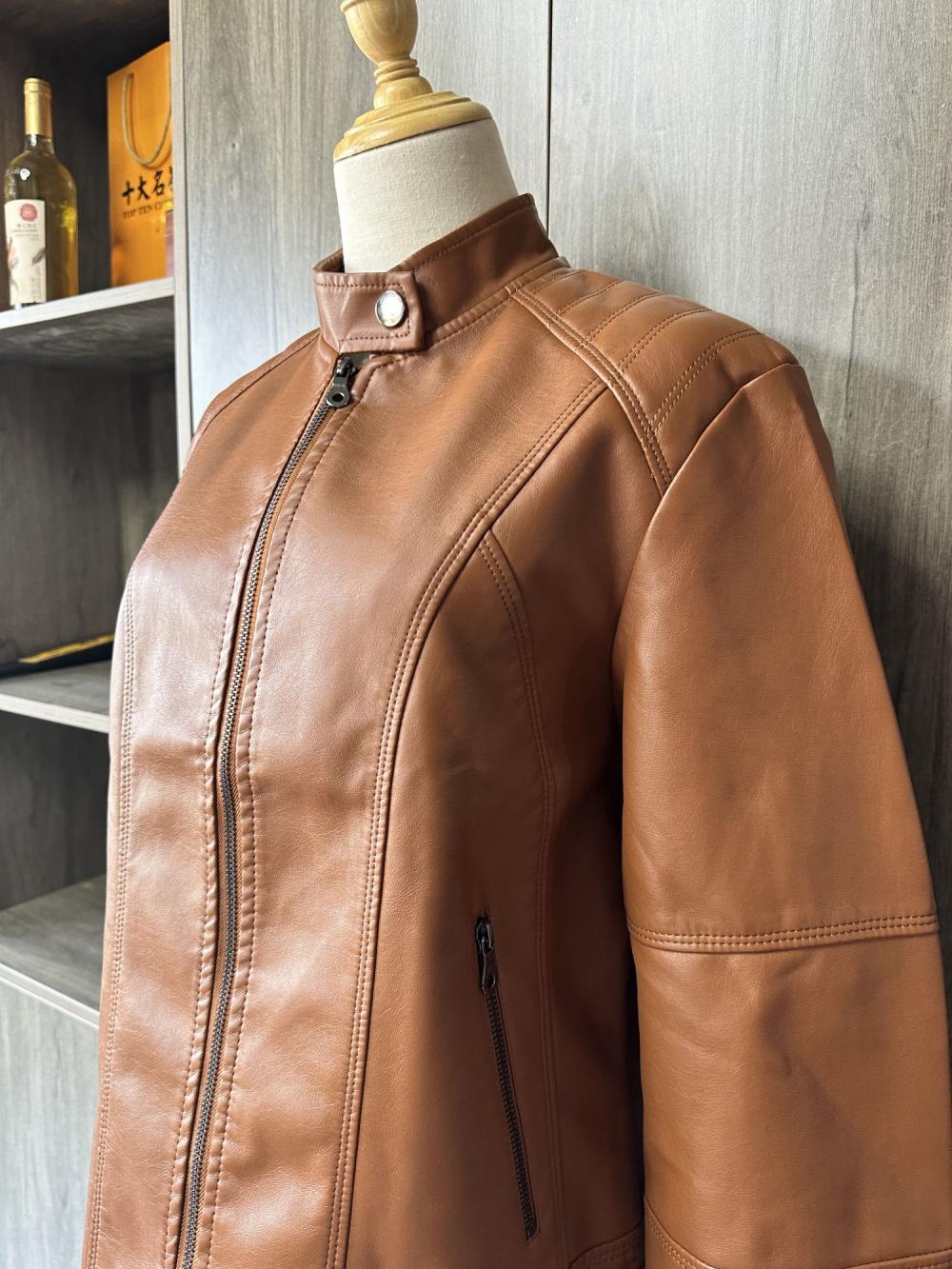 Real leather jacket women