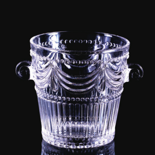 Crystal glass ice container with classical design