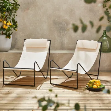 Modern Garden Lounge Chair - Outdoor Metal Steel Frame Textile Patio Chairs