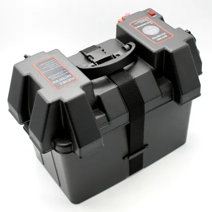 black plastic small battery box with power accessories