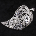 Moda forma boda broches cristal por mayor de joyería de diamantes de imitación hoja broche Pins para mujeres