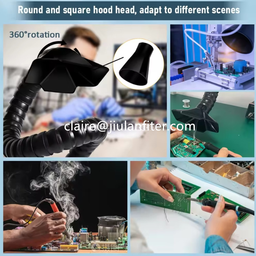 industrial portable chemical solder fume extractor hood head