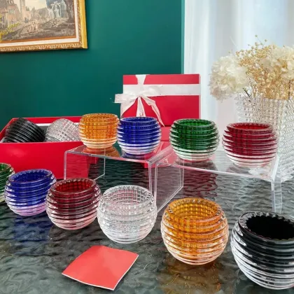 Handmade Baccarat Art Candlestick - Circular Crystal Glass Candle Holder for Home & Wedding Decorations