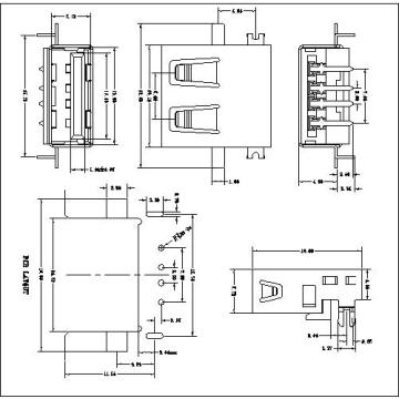 USB Right angle drop-in type board up