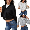 Zip Up Hoodies Cropped Cardigan