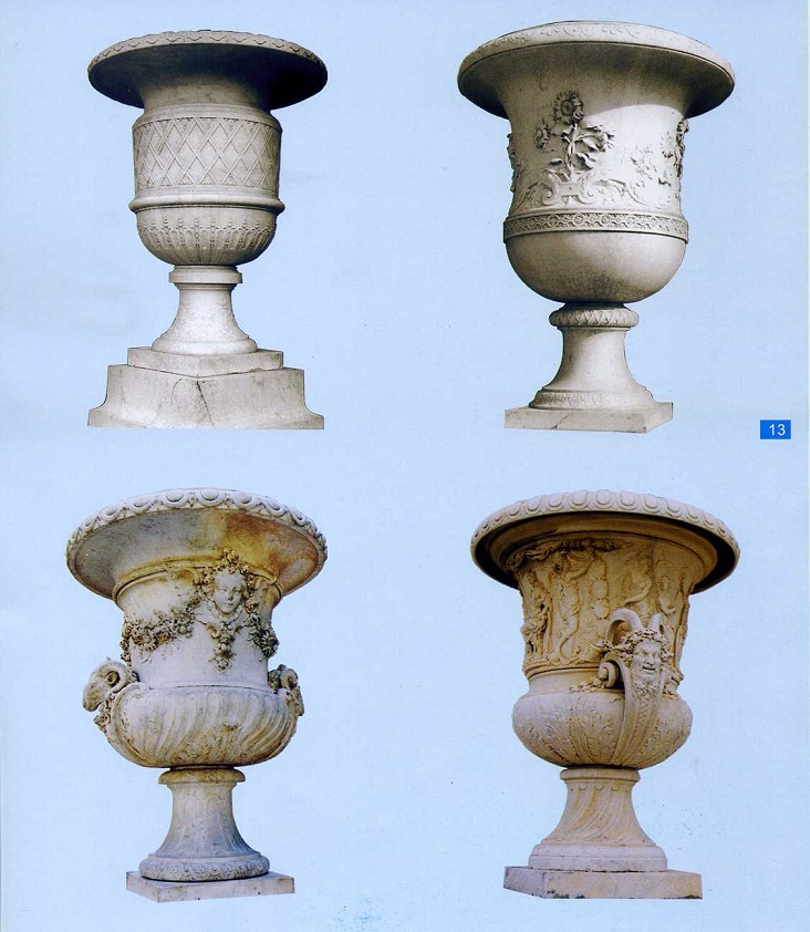 stone carved flowerpots