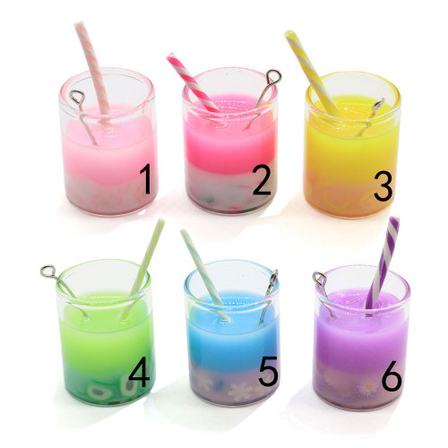 Hottest 3D Glass Fruit Slice Milk Tea Cup Art Decor Drink Bottle Decoration Crafts Keyring Ornament Accessories