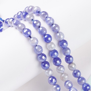6 mm facettierte mittelschiefer blaue runde natürliche elektroplierte Achatperlen: Pandahall -Kollektion
