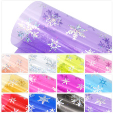 20*33cm Snowflake Printed PU Transparent Faux Leather Sheets Vinyl Fabric For DIY Earrings Bows Crafts,1Yc8270