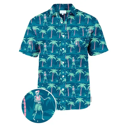 2024 Wholesale Custom Color Digital Printed Rayon Aloha Shirts