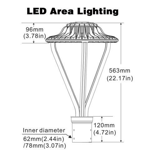 Sensor 75W Pole Light Fixture for Street Garden