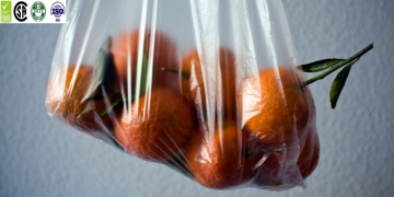 LDPE plastic disposable food produce bags on roll