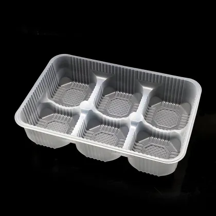 6 Compartment Translucent Disposable Quick Frozen Buns PP Plastic Tray