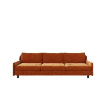 ​​YUANF Series Dark Walnut Leather Sofa