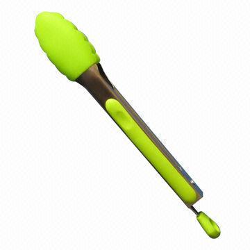 Locking silicone food tongs