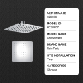 워터 마크 인증 사각형 황동 샤워 헤드