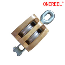 Triple Wheel Wooden Pulley Block