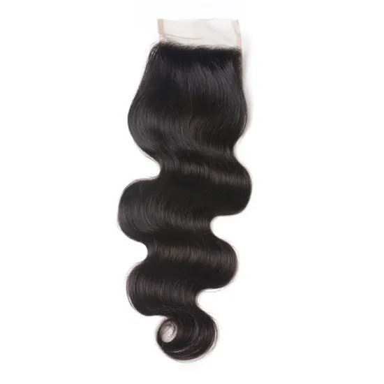 Natural Color Raw Virgin 100% Human Hair Remy Brazilian Body Wave 4x4 Lace Closure Indian hair Closure Piece