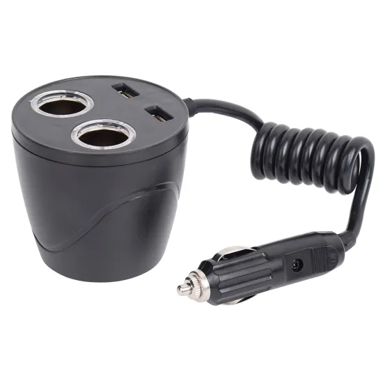 12V Car Power Adapter with Dual USB and Socket Charger