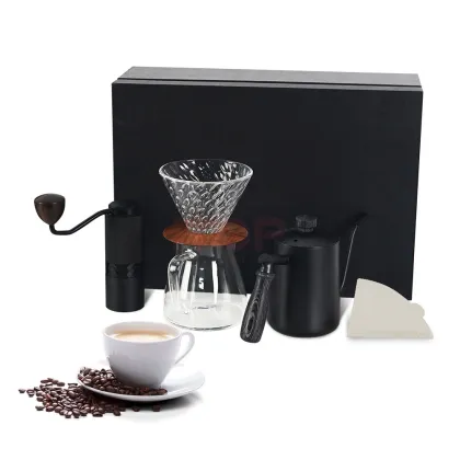 Percolators Coffee Maker with Gift Packaging Box, 600ml Kettle, Manual Grinder