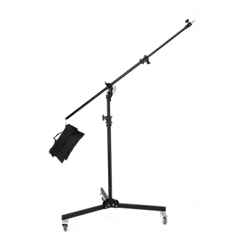 12ft Dual Purpose Light Stand with Caster and Removable Sliding Arm for Photo Studio