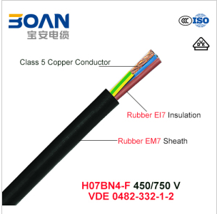 H07bn4-F, 450/750 V, Flexible Rubber Cable (VDE 0482-332-1-2)