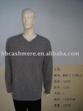 men's pure cashmere pullover V-neck