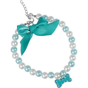 Personalized Pearl Beads Charm Necklace for Pets and Kids - Cat Dog Collar Bone Pendant Necklace
