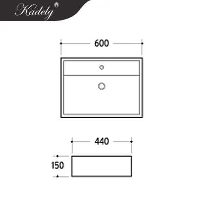 Bathroom Rectangular Countertop Ceramic Washbasin