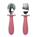 Set furculiță și lingură din oțel inoxidabil cu mâner din silicon