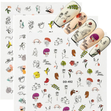 Custom 3D Summer Nail Decals for Female Nail Art Design Stickers