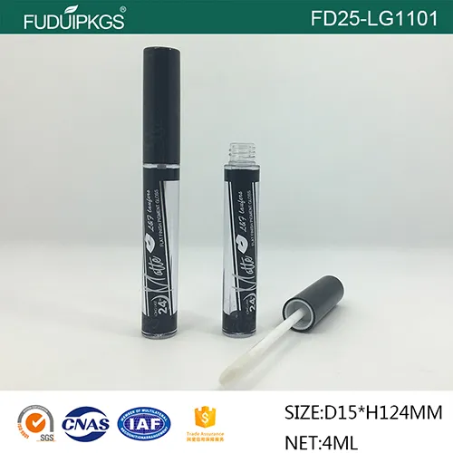 Luxury empty black Cosmetics Container round Tube