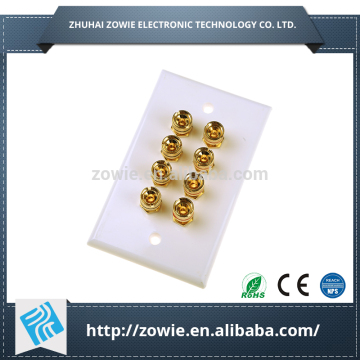 Speaker wall plate 4 pair banana jack female