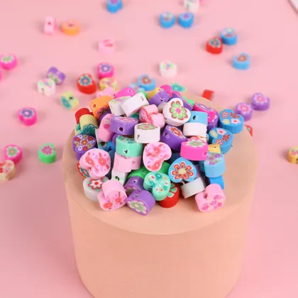 1000pcs Flat Round Love-Shaped Flower Polymer Clay Beads Kit for Bracelet Making