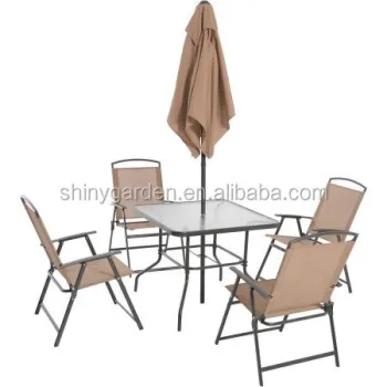 Bistro Garden Set: Folding Table, Chairs, and Umbrella