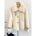 Winter short section biker lambswool fur coat