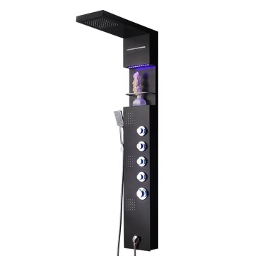 Pannello per la doccia di massaggio di pittura nera di alta qualità con luci a LED