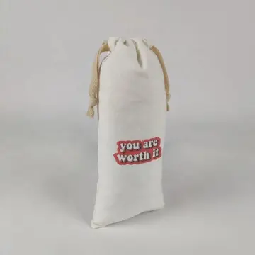 Long White Canvas Cotton Drawstring Bag