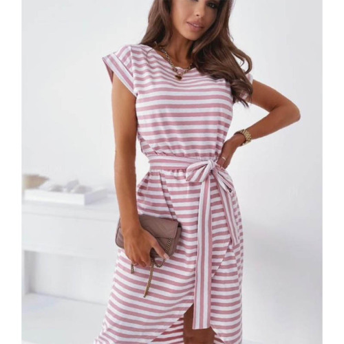 Womens Striped T Shirt Midi Dresses