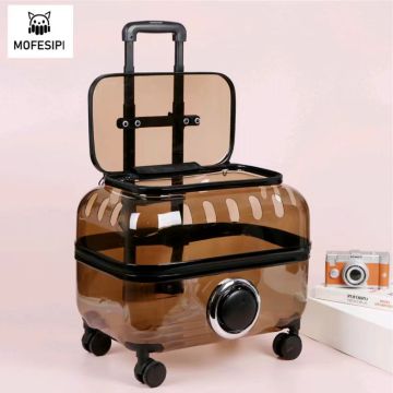MOFESIPI Transparent Pet Travel Bag - Large Capacity Portable Space Capsule Pet Carrier with Protective Cover