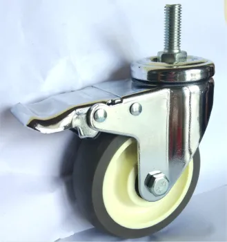 4'' thread stem brake TPR caster wheel