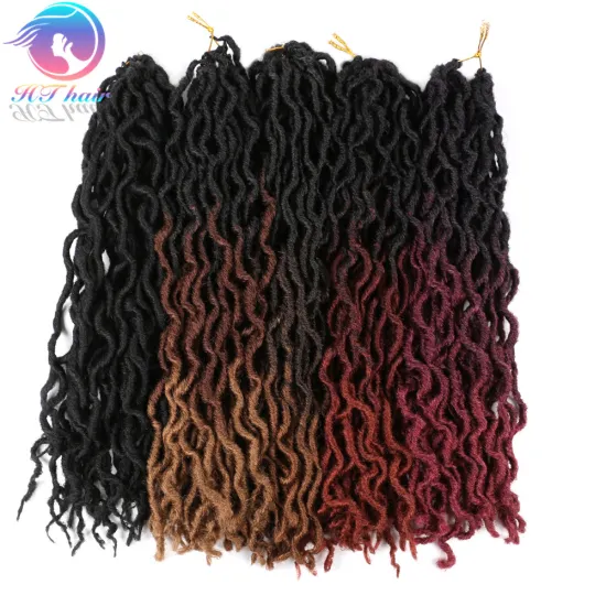 HTHAIR 3 Tone Ombre Gypsy Curly Faux Locs Synthetic Hair Extensions - 18 Inch Bulk