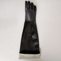 Black PVC gloves sandy finish cotton linning 60cm