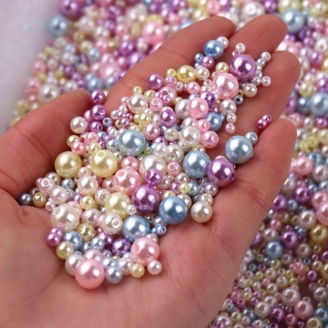 150-200Pcs/Pack Mix Size 3/4/5/6/8mm Beads With Hole Colorful Pearls Round Acrylic Imitation Pearl DIY For Jewelry Making Craft